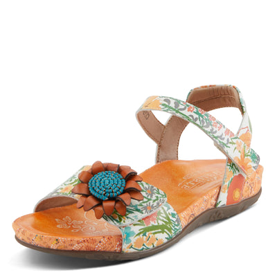 Spring Step L'Artiste Women's GLADYSTEE Leather Padded Sandals - Vibrant Hand-Painted Floral Design, Adjustable Fit