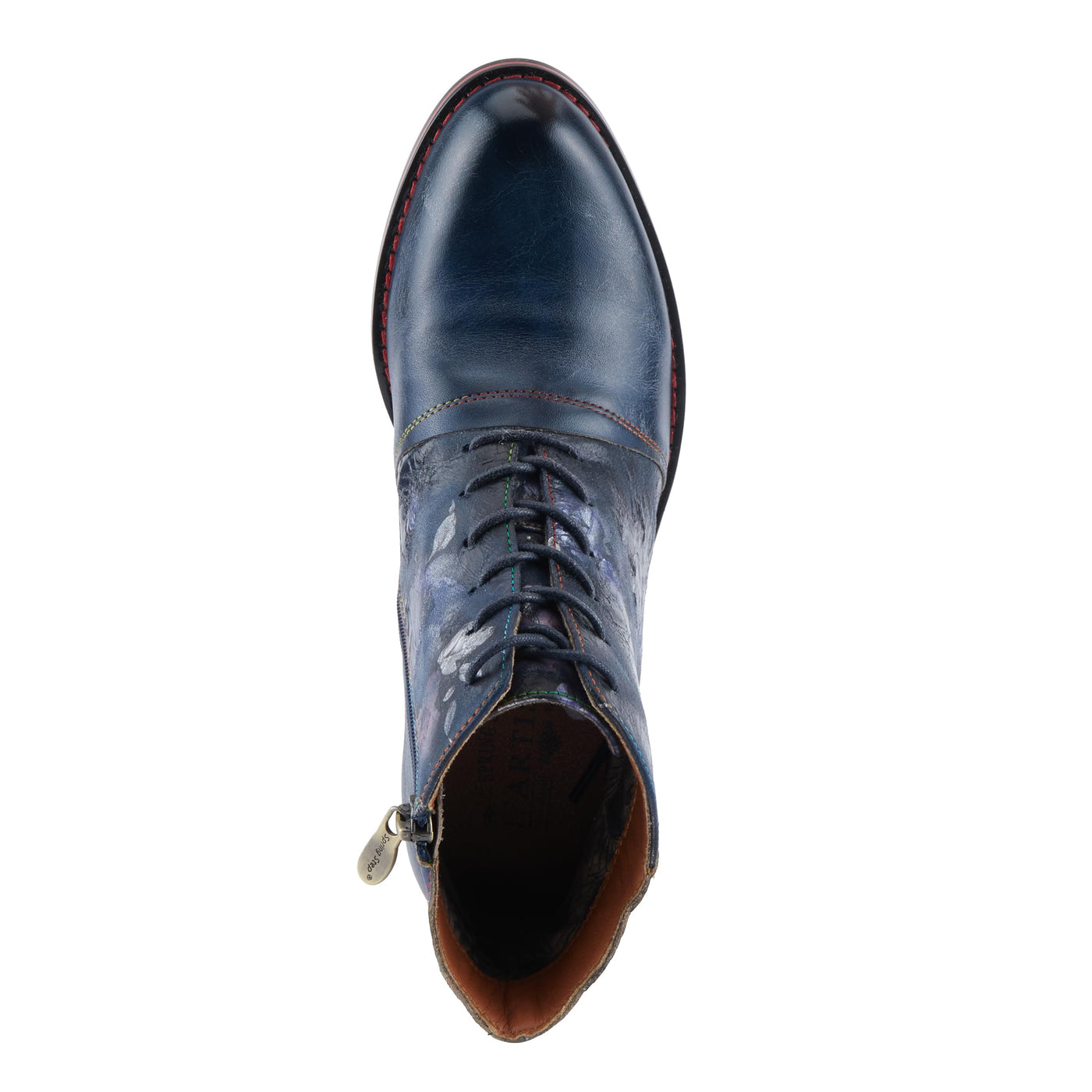 Spring Step L'Artiste Xenia Women's Lace-Up Oxford Bootie - Classic Menswear with Floral Print Shaft Navy Multi EU 40 / US 9
