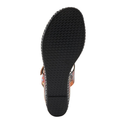 Spring Step L'Artiste Women's FLAVOUR Fashion Wrapped Wedged Sandals | Hand-Painted Leather Accents, Hook and Loop Closure Camel Multi EU 36 / US 5.5-6