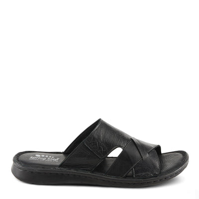 Spring Step Men Men's Nunzio All-Leather Slide Sandal - Cushioned Footbed Black EU 44 / US 10.5-11