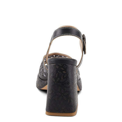 Spring Step L'Artiste Women's SAVYCHIC Platform Sandals - Open Toe, Leather and Mesh, Hook and Loop Closure Black EU 40 / US 9