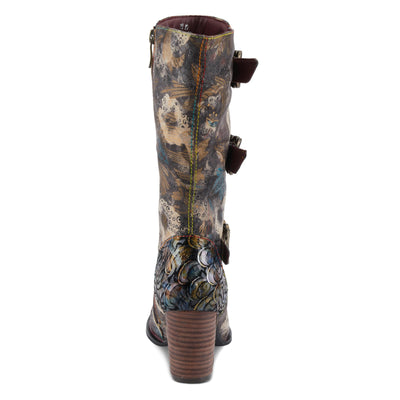 Spring Step L'Artiste Averie Women's Moto-Inspired Bootie - Quilted Upper, Metallic Prints, Decorative Straps Grey Multi EU 38/ US 7.5-8