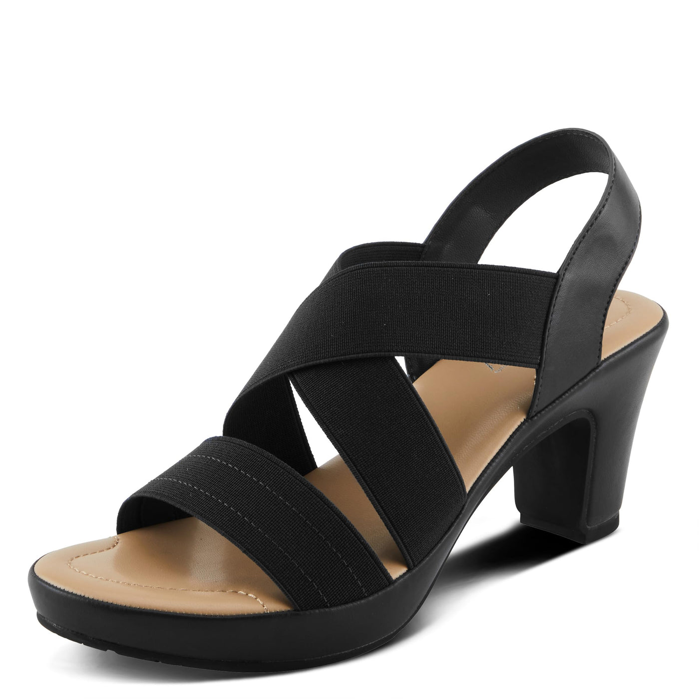 PATRIZIA Women's DIYA-STRETCH Slingback Cross-Over Heeled Sandals Black EU 41 / US 9.5-10
