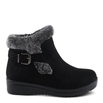 Flexus Santuzza Women's Waterproof Microsuede Bootie with Faux Fur, Flexible Sole, Decorative Buckle, and Zipper Closure – Vegan-Friendly, Cold Weather Comfort