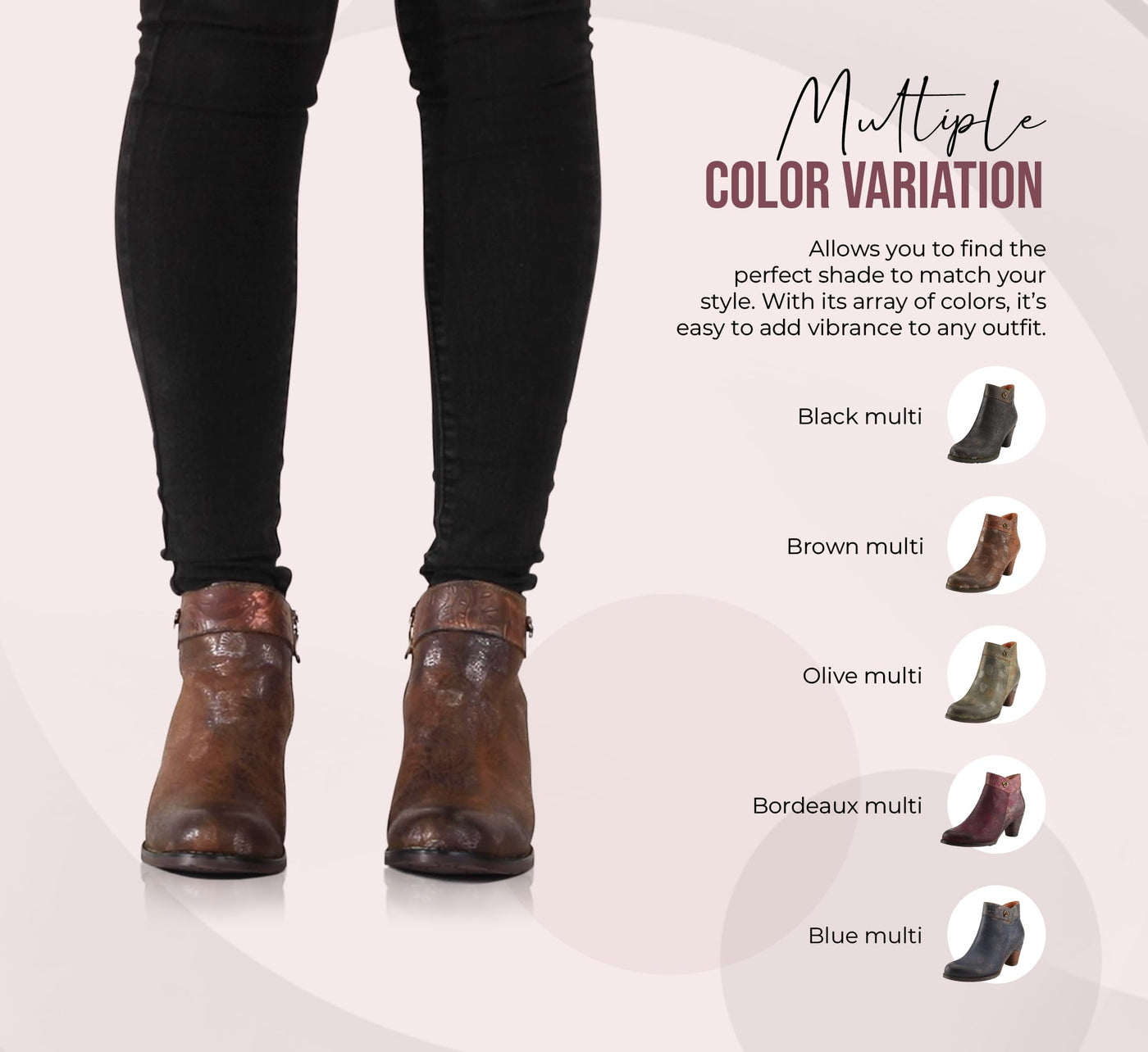 Spring Step L'Artiste Bestlove Ankle Boots for Women Low Heel | Casual Women's Boots Women with Metallic Brush Strokes and Cushion Footbed Brown Multi EU 41 / US 9.5-10