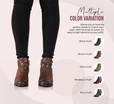 Spring Step L'Artiste Bestlove Ankle Boots for Women Low Heel | Casual Women's Boots Women with Metallic Brush Strokes and Cushion Footbed Brown Multi EU 42 / US 10.5-11