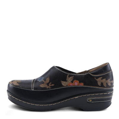 L'Artiste by Spring Step Women's Burbank-Flower Clog, Black Multi, 10.5-11