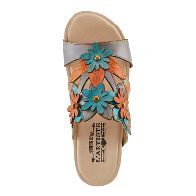 Spring Step L'Artiste Women's LAVONDA - Hand-Painted Floral Sandals with Padded Footbed Grey Multi EU 40 / US 9