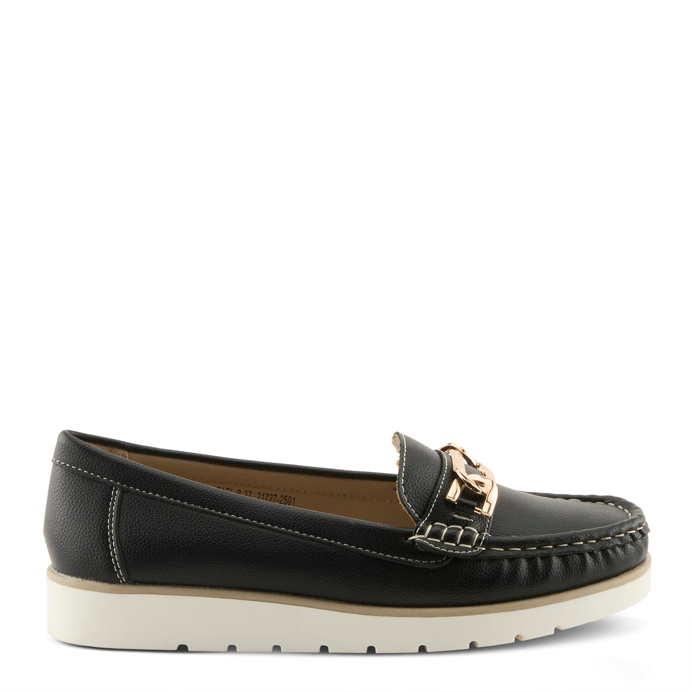 PATRIZIA Women's Azael Slip-On Loafers - Cushioned Footbed, Minimalist Faux Leather Design, Equestrian-Inspired Detail Black EU 39 / US 8.5