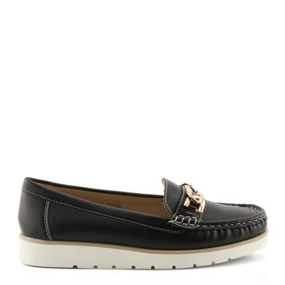 PATRIZIA Women's Azael Slip-On Loafers - Cushioned Footbed, Minimalist Faux Leather Design, Equestrian-Inspired Detail Black EU 39 / US 8.5