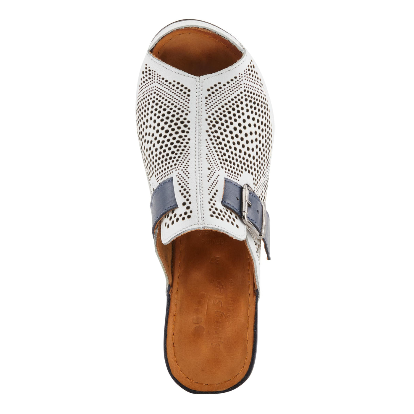 Spring Step MOMELLE Women's Perforated Leather Wedge Slide Sandals - Chic Style, Comfortable Elegance White Multi EU 41 / US 9.5-10