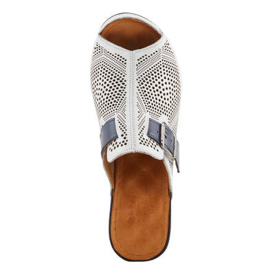 Spring Step MOMELLE Women's Perforated Leather Wedge Slide Sandals - Chic Style, Comfortable Elegance White Multi EU 41 / US 9.5-10