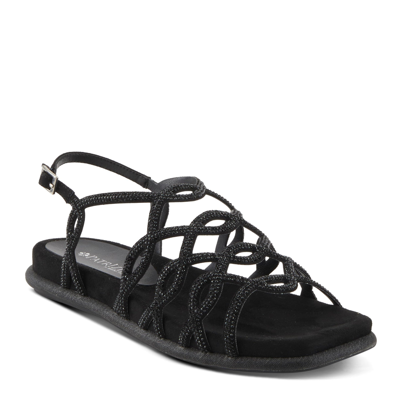 PATRIZIA Women's GLAMGLOSS Flat Sandals Black EU 39 / US 8.5