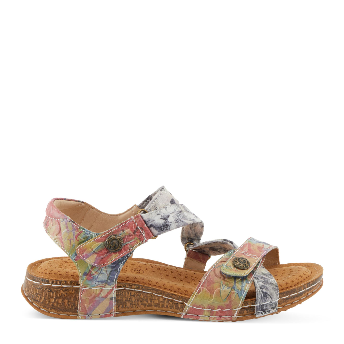 Spring Step L'Artiste Women's COLLETTE Energetic Comfort Sandals | Stylish Asymmetrical Design Blue Multi EU 41 / US 9.5-10