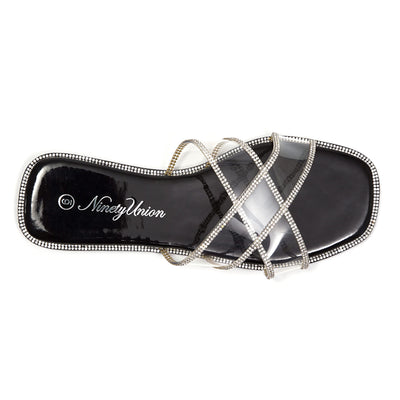 Ninety Union Atlanta Criss Cross Flat Slide With Studded Trim, Black, 5