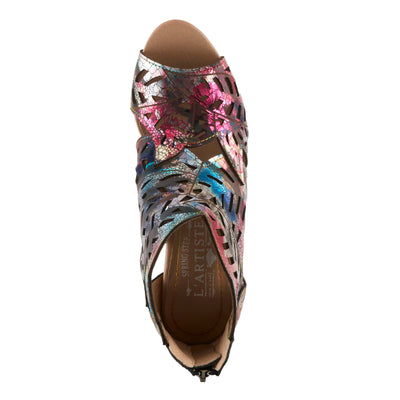 Spring Step L'Artiste Women's AMORA Closed Back Heeled Summer Bootie Fuchsia Multi Met EU 40 / US 9