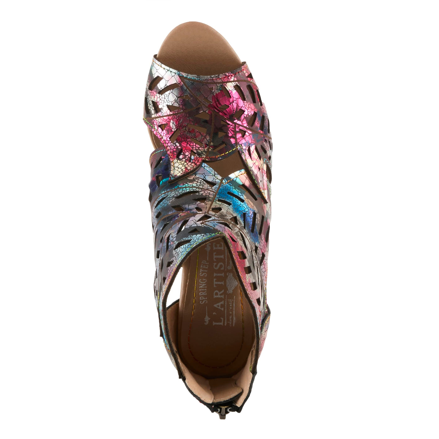 Spring Step L'Artiste Women's AMORA Closed Back Heeled Summer Bootie Fuchsia Multi Met EU 40 / US 9