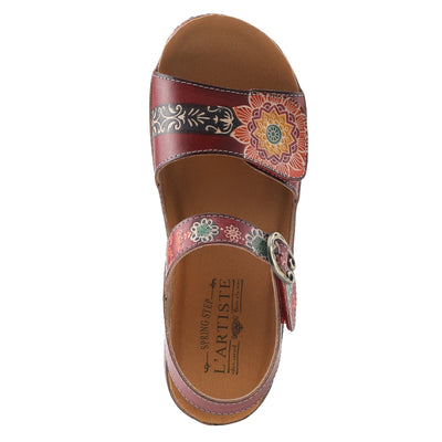 Spring Step L'Artiste Women's Roshni Wedge Sandal Red Multi EU 37 / US 6.5-7