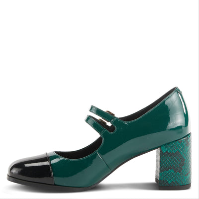 Azura Women's Auraquartz Leather Heeled Mary Jane Shoe Green Multi Patent EU 39 / US 8.5