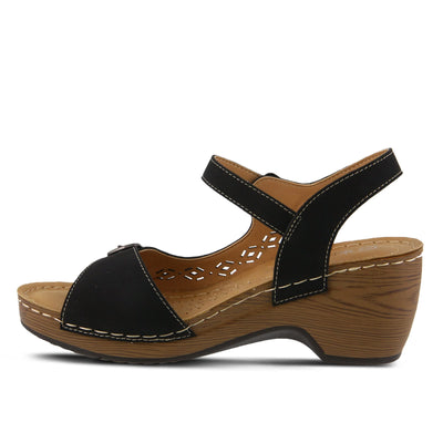 PATRIZIA Spring Step Shantay Wedge Sandals for Women - Ladies Sandals with Ankle Strap Buckle Closures - Womens Casuals Sandals for Outdoor - Black EU 42 / US 10.5-11