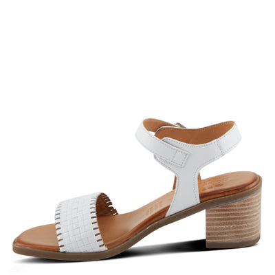 Spring Step NIFONA Women's Embossed Leather Sandals with Cushioned Footbed and Stacked Heel White EU 36 / US 5.5-6