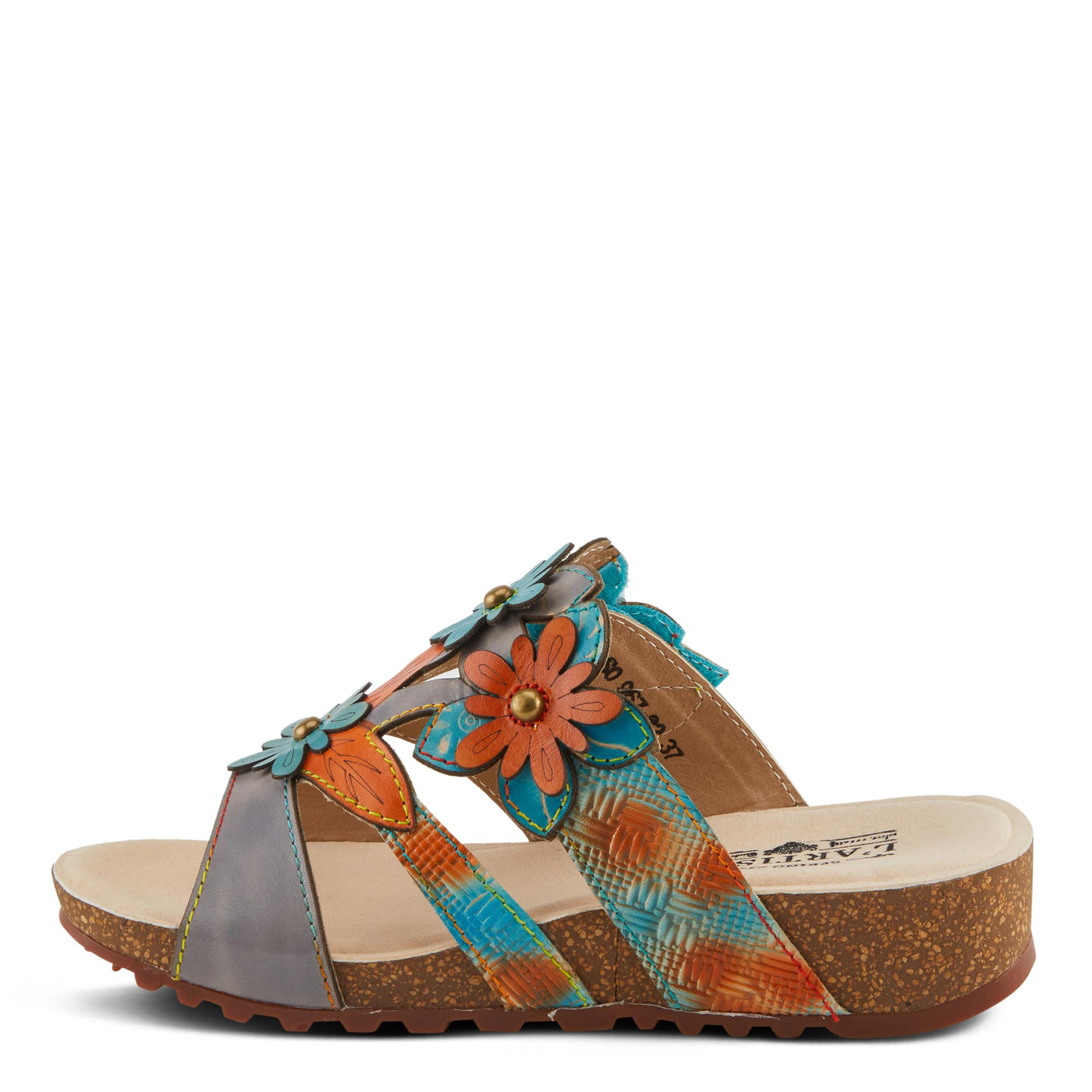 Spring Step L'Artiste Women's LAVONDA - Hand-Painted Floral Sandals with Padded Footbed Grey Multi EU 40 / US 9