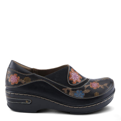 L'Artiste by Spring Step Women's Burbank-Flower Clog, Black Multi, 10.5-11