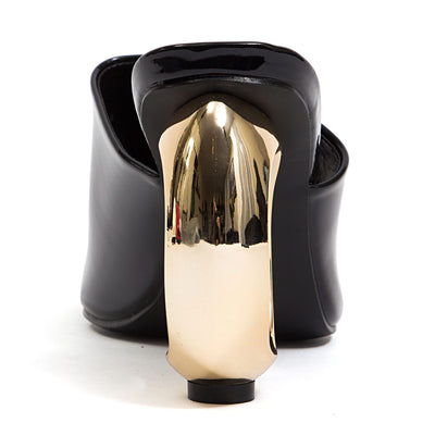 Ninety Union Jloo Open Toe Slide With Circular Metallic Heel, Black, 9