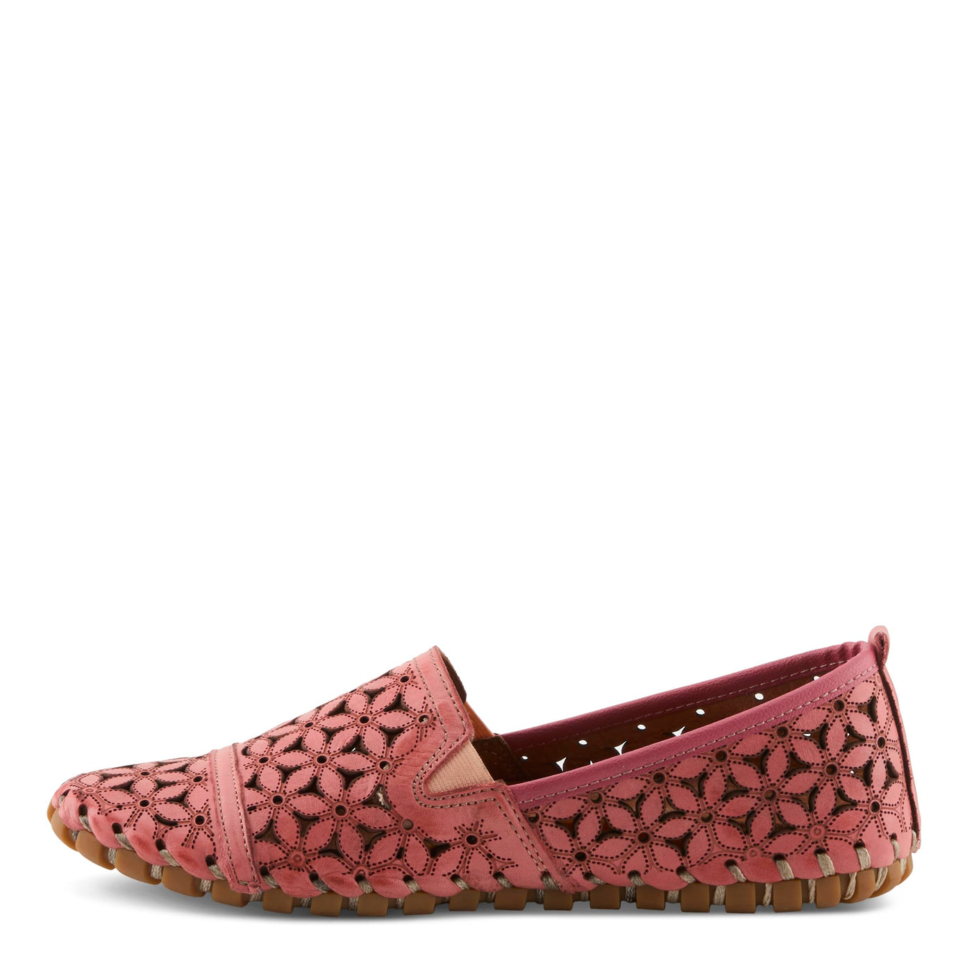 Spring Step Flowerflow Shoes for Women - Leather Womens Loafer with Floral Laser Cutout - Comfortale Slip-On Shoes for Womens