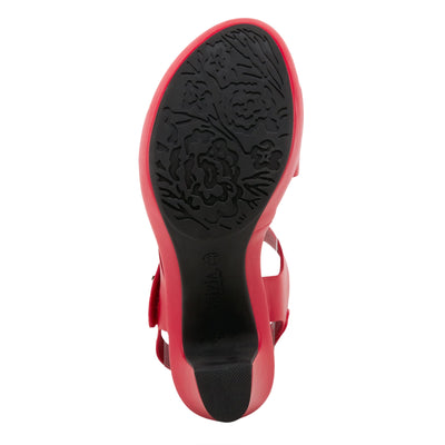 PATRIZIA Spring Step Asymadade Sandals for Women - Low Heel Slip-On Summer Sandals - Ladies Casual Platform Sandal with Hook and Loop - Red EU 39 / US 8.5