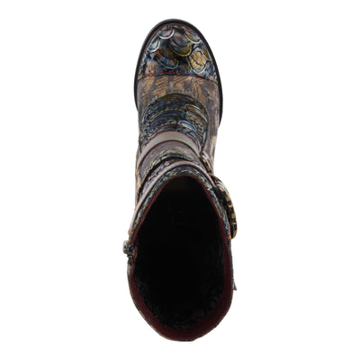 Spring Step L'Artiste Averie Women's Moto-Inspired Bootie - Quilted Upper, Metallic Prints, Decorative Straps Grey Multi EU 38/ US 7.5-8