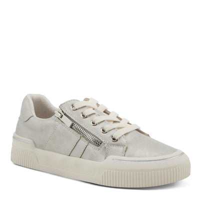 PATRIZIA Women's DARAH Fashion Sneakers with Functional Zipper, Lace Keeper, and Comfortable Fit Silver EU 37 / US 6.5-7