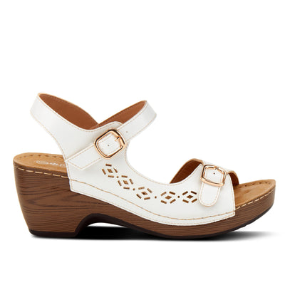 PATRIZIA Spring Step Shantay Wedge Sandals for Women - Ladies Sandals with Ankle Strap Buckle Closures - Womens Casuals Sandals for Outdoor - White EU 41 / US 9.5-10