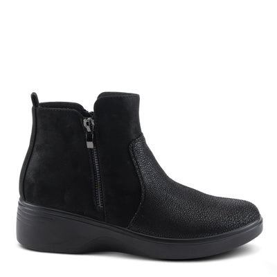 Flexus Women's YANCEY Wedge Booties with Embossed Pattern, Dual Zippers, and Comfortable Fit Black EU 36 / US 5.5-6