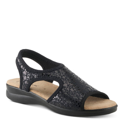 Flexus Nyaman Pindott Slingback Sandals for Women | Lightweight, Adjustable and Iridescent Women's Footwear for All Day Comfort, Made in Italy BLACK EU 38 / US 7.5-8