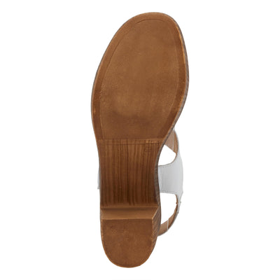 Spring Step Women's Gamona Ankle-Strap Heeled Sandal with Decorative Buckle - Cork Chunky High Heel White EU 37/6.5-7