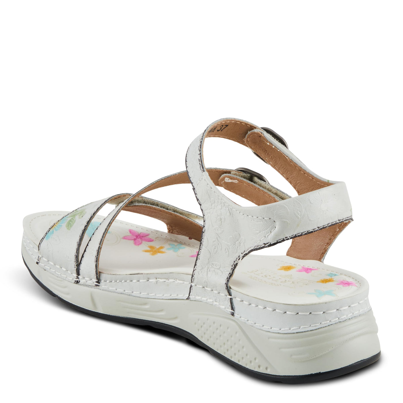 Spring Step L'Artiste Women's Anneka Hand-Painted Athleisure Sandals - Lightweight Floral Design with Adjustable Hook and Loop Closures
