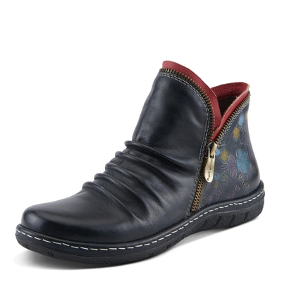 Spring Step L'Artiste Chesapeake Women's Floral Bootie - Painted Flowers, Burnished Leather, Bohemian Style