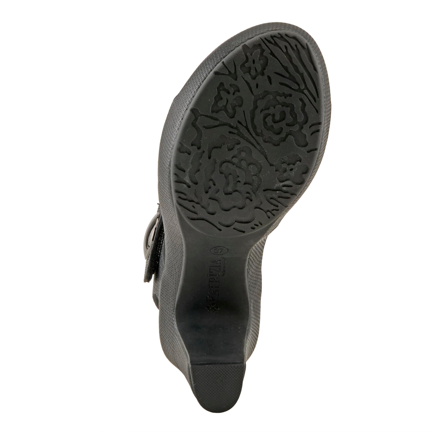 PATRIZIA Women's DADE-WOVEN Hook and Loop Sandals - Textured Faux Leather with Gold Button Accents, Adjustable Fit BLACK EU 38 / US 7.5-8