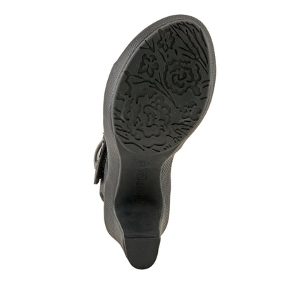 PATRIZIA Women's DADE-WOVEN Hook and Loop Sandals - Textured Faux Leather with Gold Button Accents, Adjustable Fit BLACK EU 38 / US 7.5-8