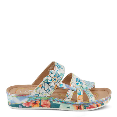Spring Step L'Artiste Women's CAIMANALA Floral Slide Sandals with Adjustable Closure Sky Blue Multi EU 37 / US 6.5-7
