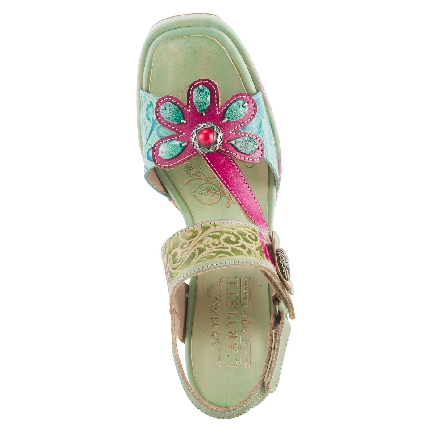 Spring Step L'Artiste Women's Gomma High Heel Sandal Mint Green Multi EU 37 / US 6.5-7