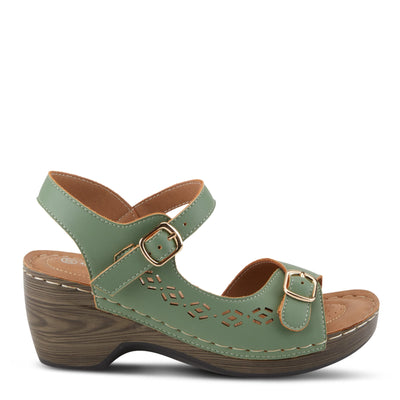 PATRIZIA Spring Step Shantay Wedge Sandals for Women - Ladies Sandals with ankle strap buckle closures - Womens Casuals Sandals for Outdoor - Light Green EU 37 / US 6.5-7