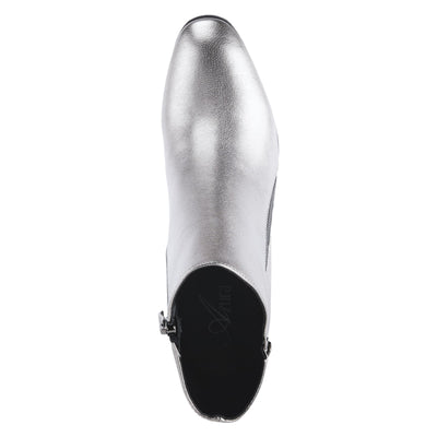 Azura Spring Step Fabulosa V Collar Ankle Boots for Women - Premium Leather Women's Chelsea Boots with Side Zippers - Pewter EU 39 / US 8.5