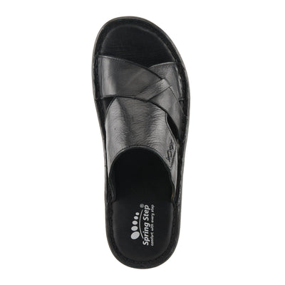 Spring Step Men Men's Nunzio All-Leather Slide Sandal - Cushioned Footbed Black EU 44 / US 10.5-11