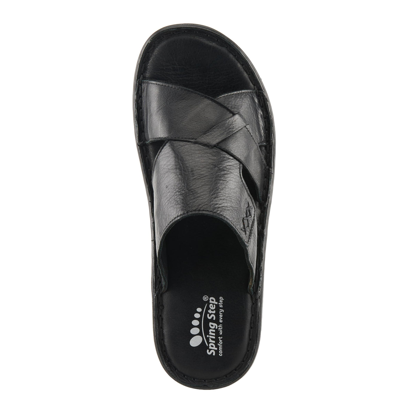 Spring Step Men Men's Nunzio All-Leather Slide Sandal - Cushioned Footbed Black EU 41 / US 8-8.5