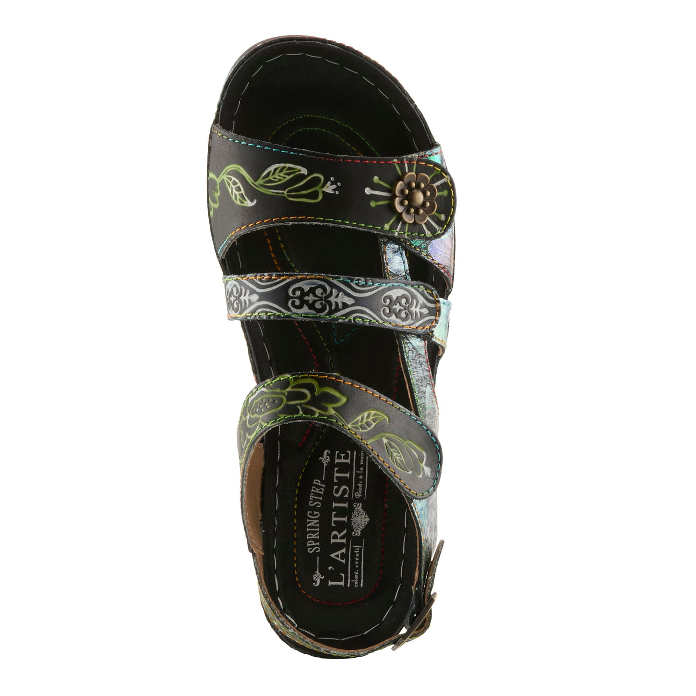 L�Artiste by Spring Step Women's Sumacah-bm Slide Sandal, Black/Multi, 38 EU/7.5-8 M US