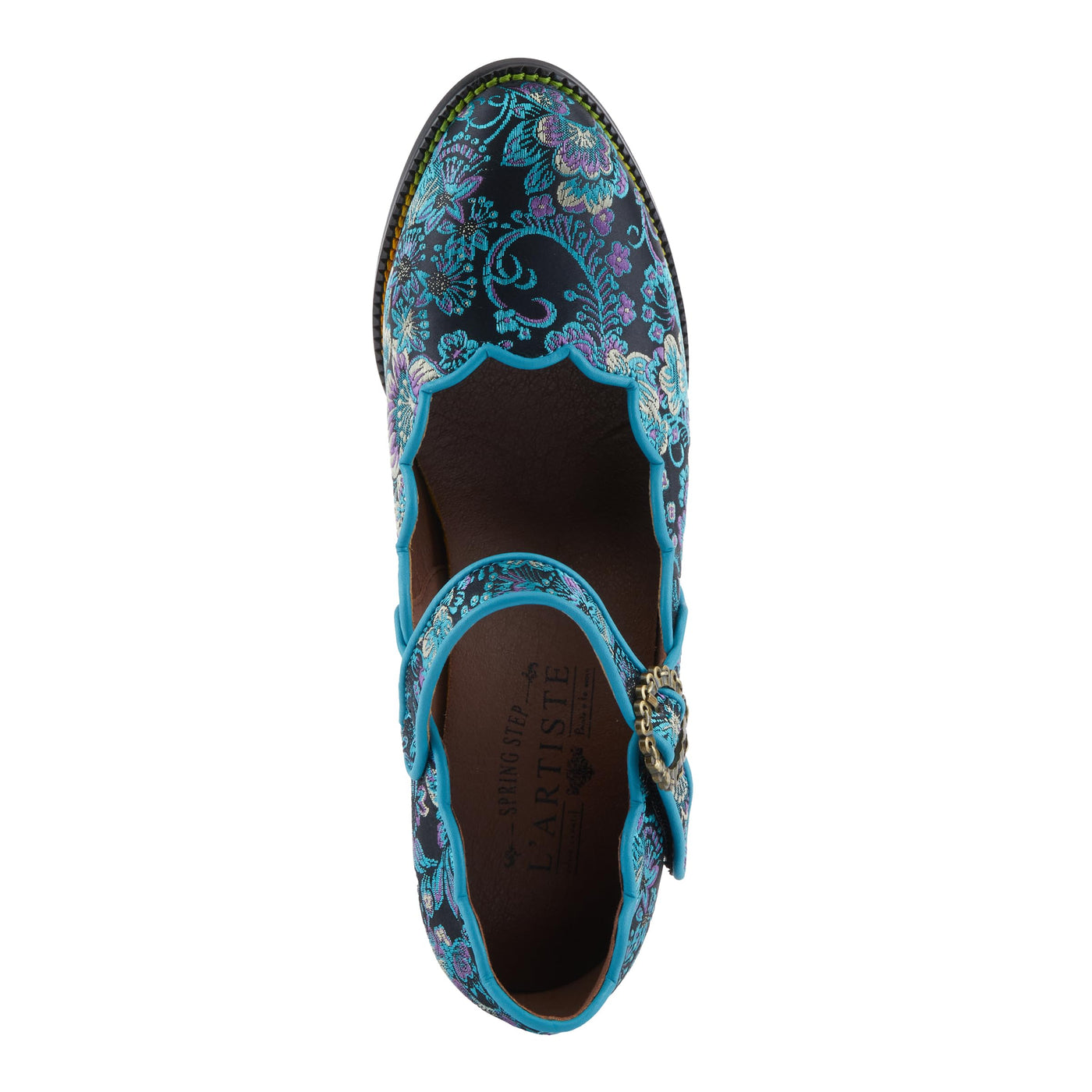 L'Artiste by Spring Step Women's Adodora Mary Jane Heeled, Turquoise Multi, 6