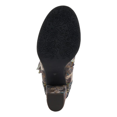 Spring Step L'Artiste Averie Women's Moto-Inspired Bootie - Quilted Upper, Metallic Prints, Decorative Straps Grey Multi EU 38/ US 7.5-8