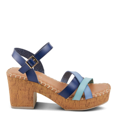 PATRIZIA Women's SANDRINE Quarter Strap Cork Platform Sandals Blue Multi EU 41 / US 9.5-10
